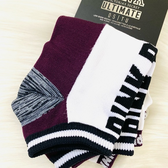 VS PINK Low Show Ankle Socks 4 pairs OS - Picture 5 of 8
